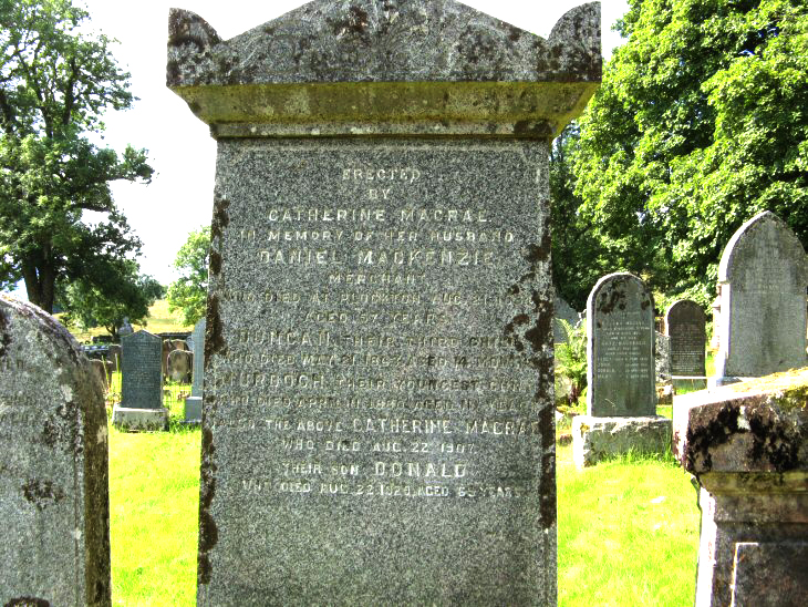 Photo of headstones/Catherine Macrae d1907 hdstn Lochcarron Old cem